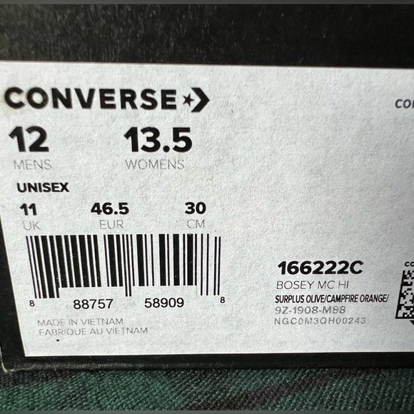 NIB Converse Bosey MC Hi Men’s 12 Surplus Olive/Campfire Orange - Perfect! - Picture 3 of 5